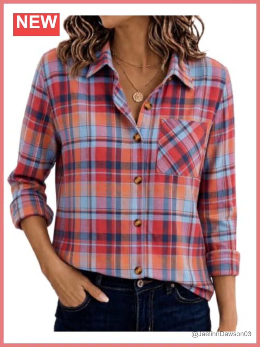 Zeagoo Womens Plaid Button Down Shirt Long Sleeve Cotton Blend Blouse